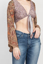 Load image into Gallery viewer, Bell Sleeve Tie Crop Top