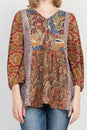 Load image into Gallery viewer, Puffed Sleeve Patchwork Blouse
