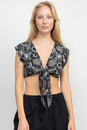 Load image into Gallery viewer, Celestial Tie Front Crop Top