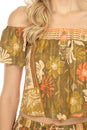 Load image into Gallery viewer, Tropical Patchwork Off Shoulder Crop Top