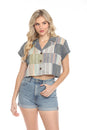 Load image into Gallery viewer, Patchwork Cropped Blouse