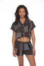 Load image into Gallery viewer, Patchwork Cropped Blouse
