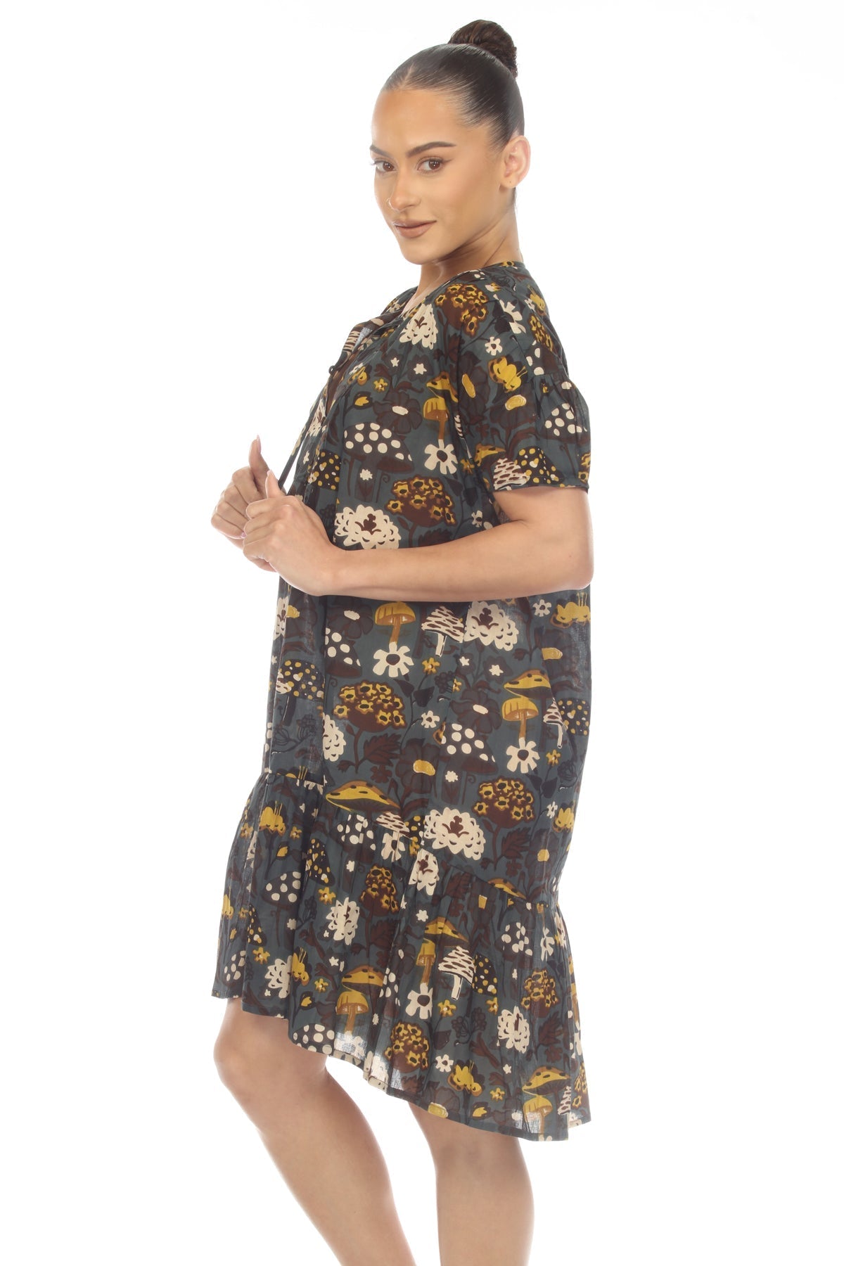 Mushroom Print Smock Dress