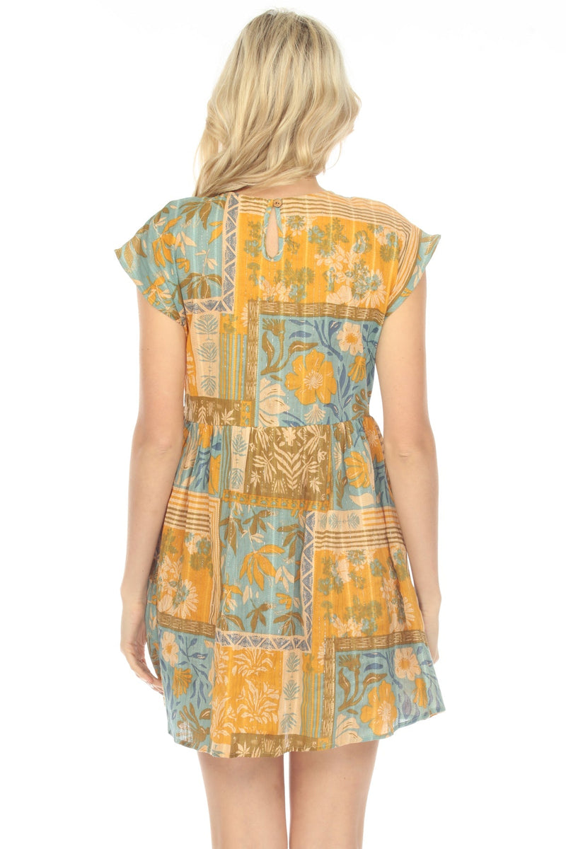 Tropical Patchwork Smock Dress