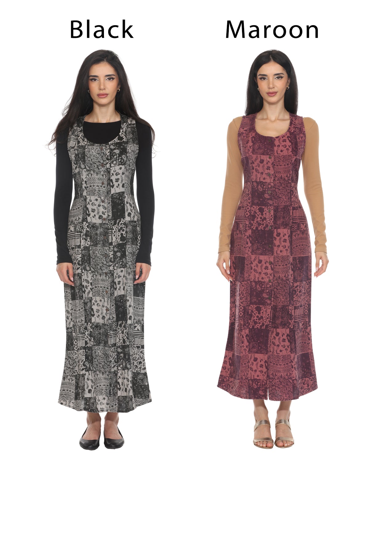 Stonewashed Button Front Midi Dress