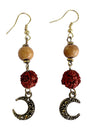 Load image into Gallery viewer, Crescent Moon Beaded Dangle Earrings
