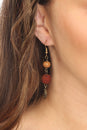 Load image into Gallery viewer, Crescent Moon Beaded Dangle Earrings