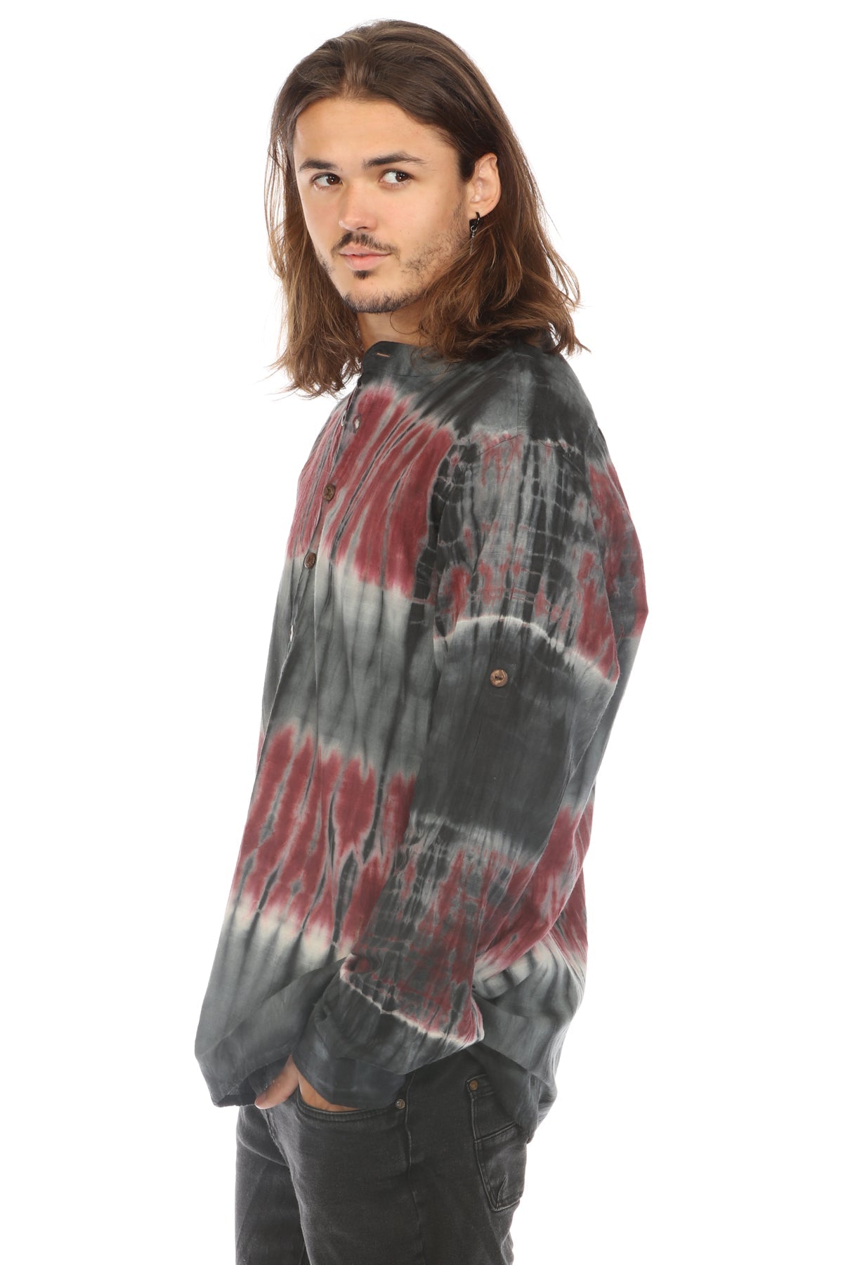 Tie-dye Homespun Longsleeve Henley Shirt