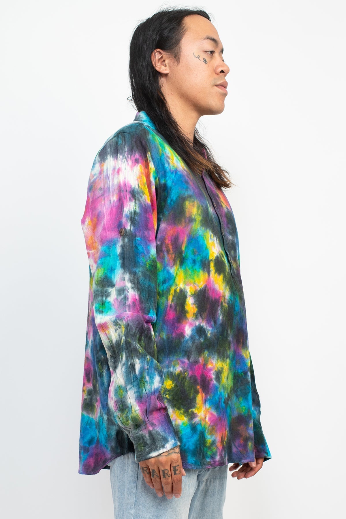 Tie-dye Homespun Longsleeve Henley Shirt