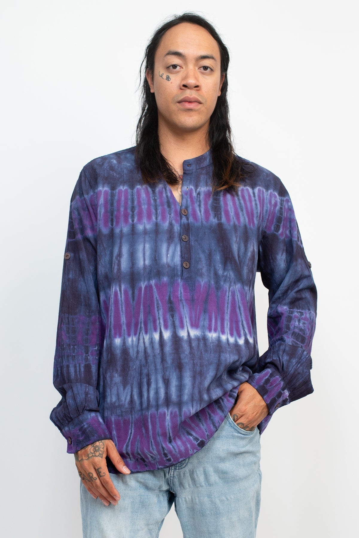 Tie-dye Homespun Longsleeve Henley Shirt
