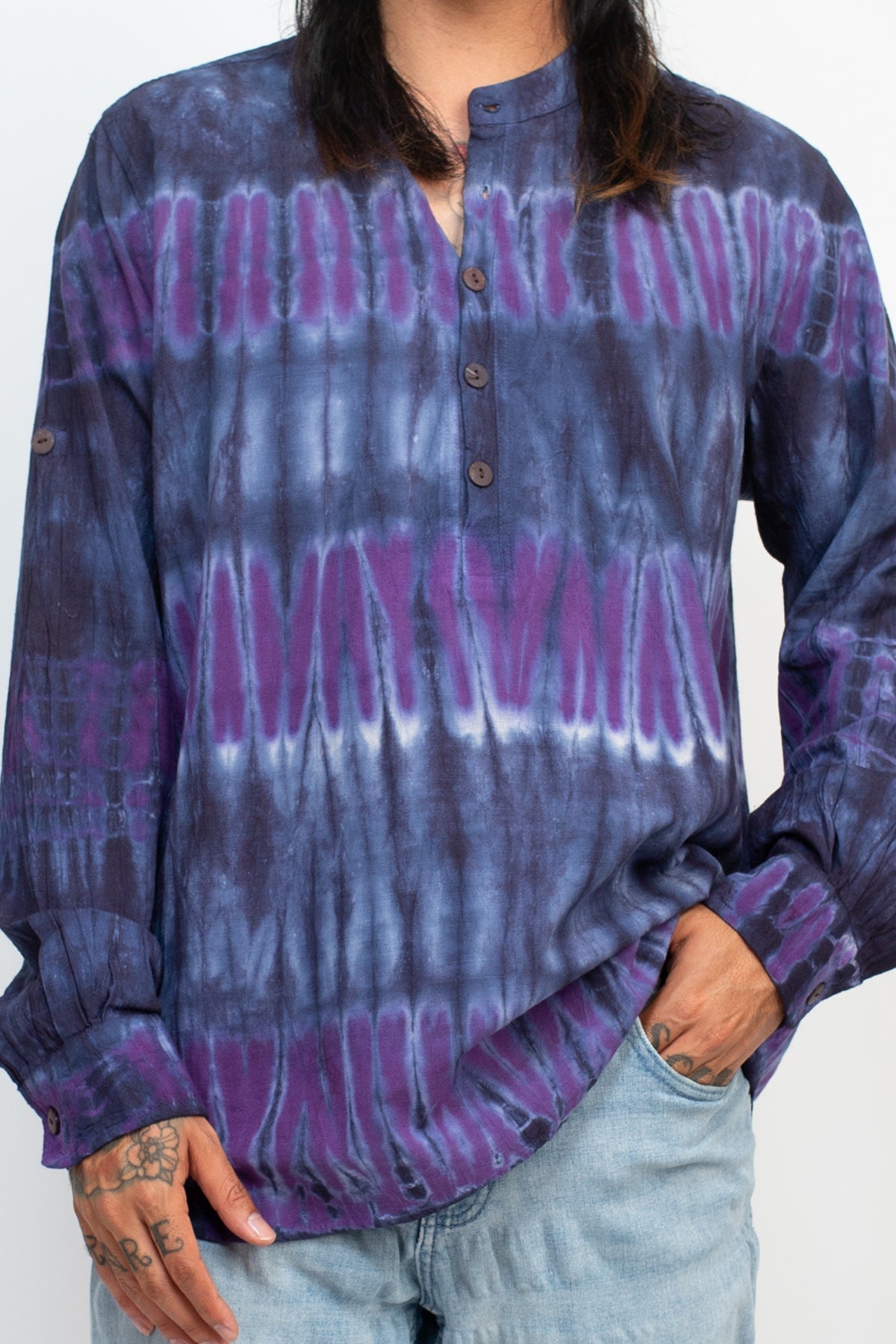 Tie-dye Homespun Longsleeve Henley Shirt