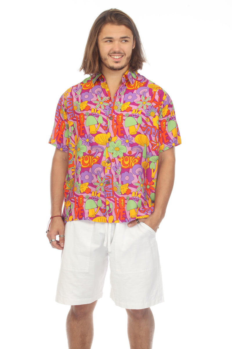 Mushroom Love Print Hawaiian Shirt