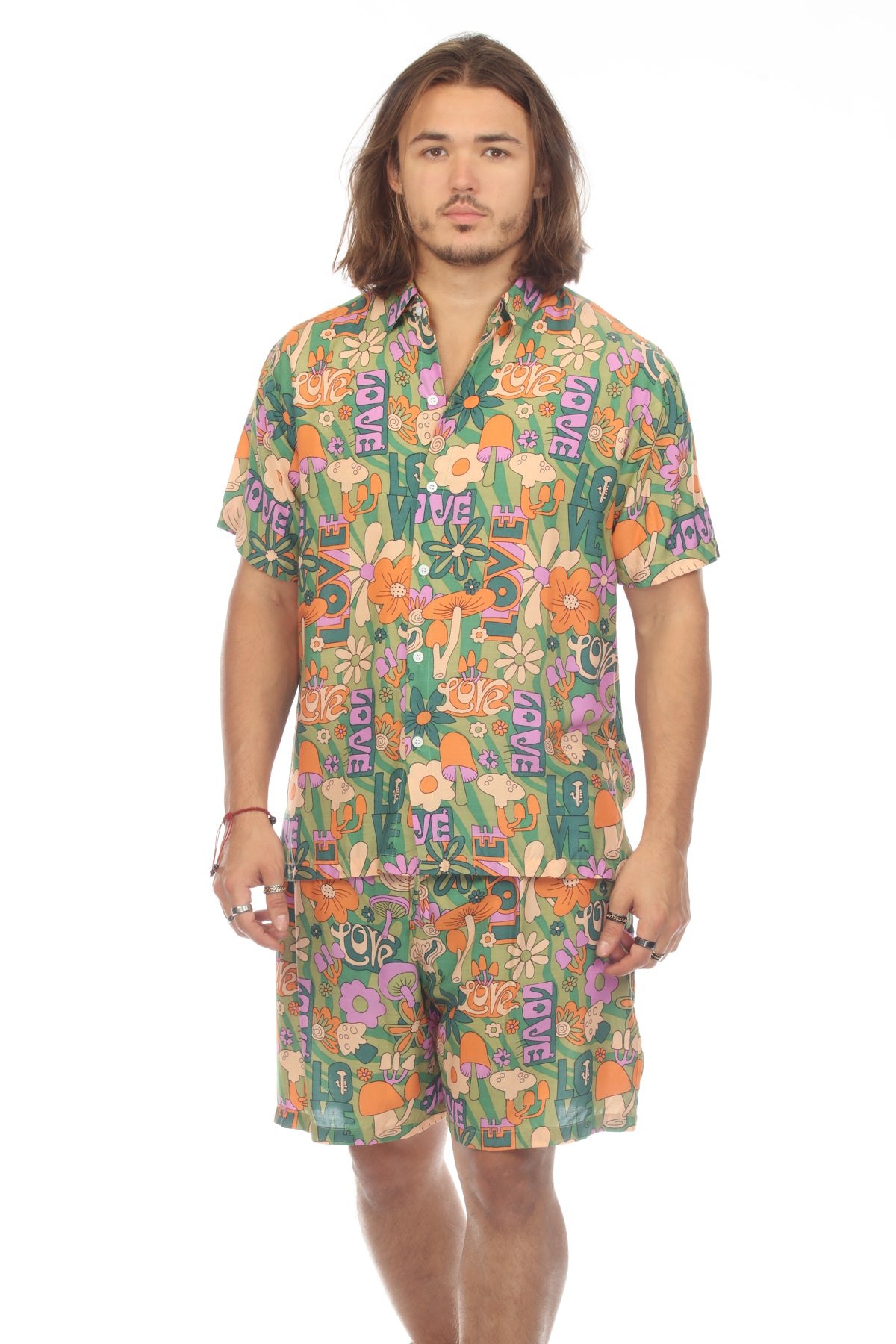 Mushroom Love Print Hawaiian Shirt