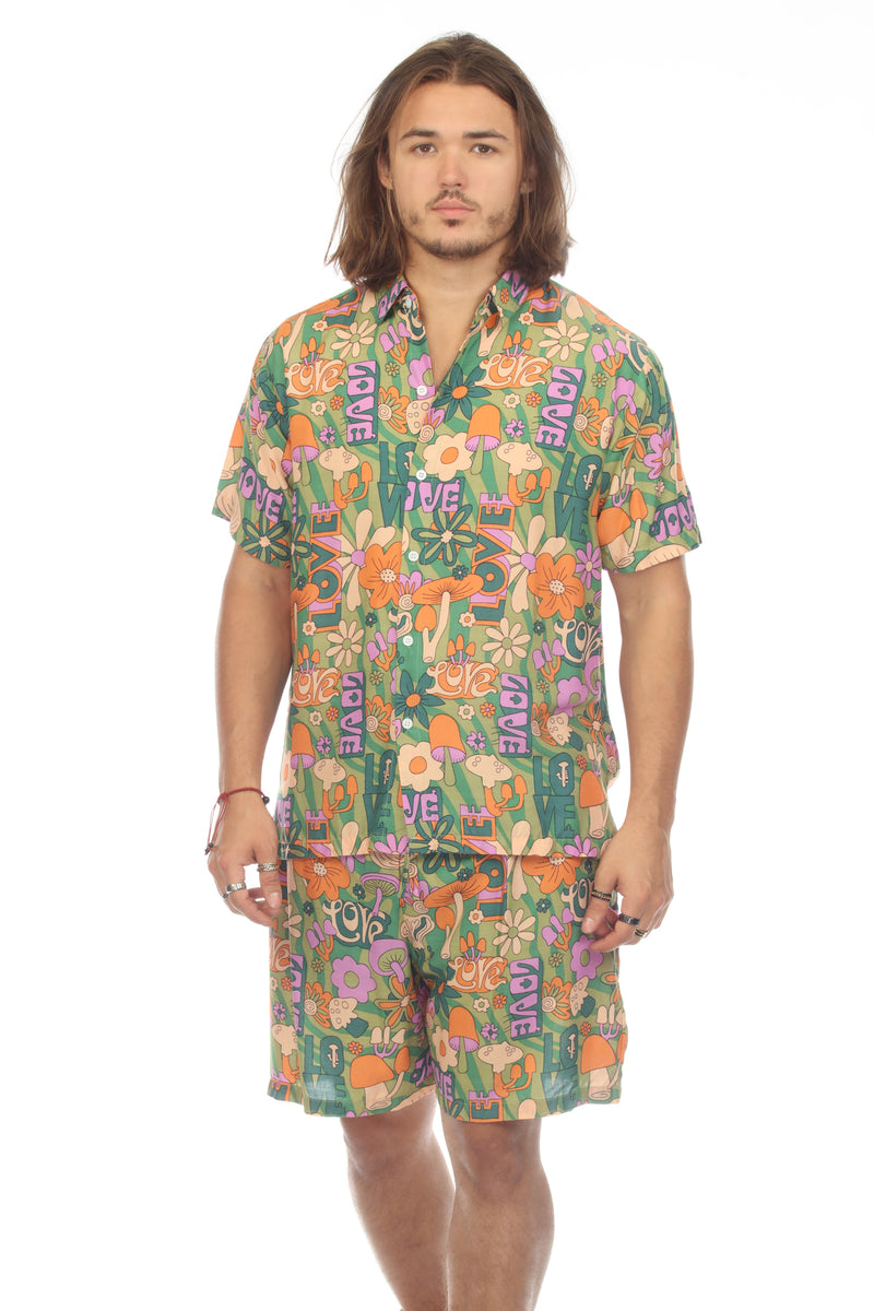 Mushroom Love Print Hawaiian Shirt