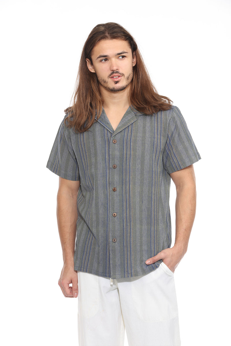 Striped Cotton Camp Shirt
