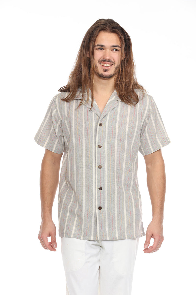 Striped Cotton Camp Shirt