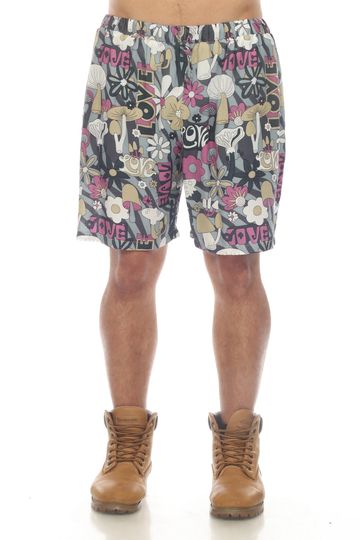 Mushroom Love Print Beach Shorts