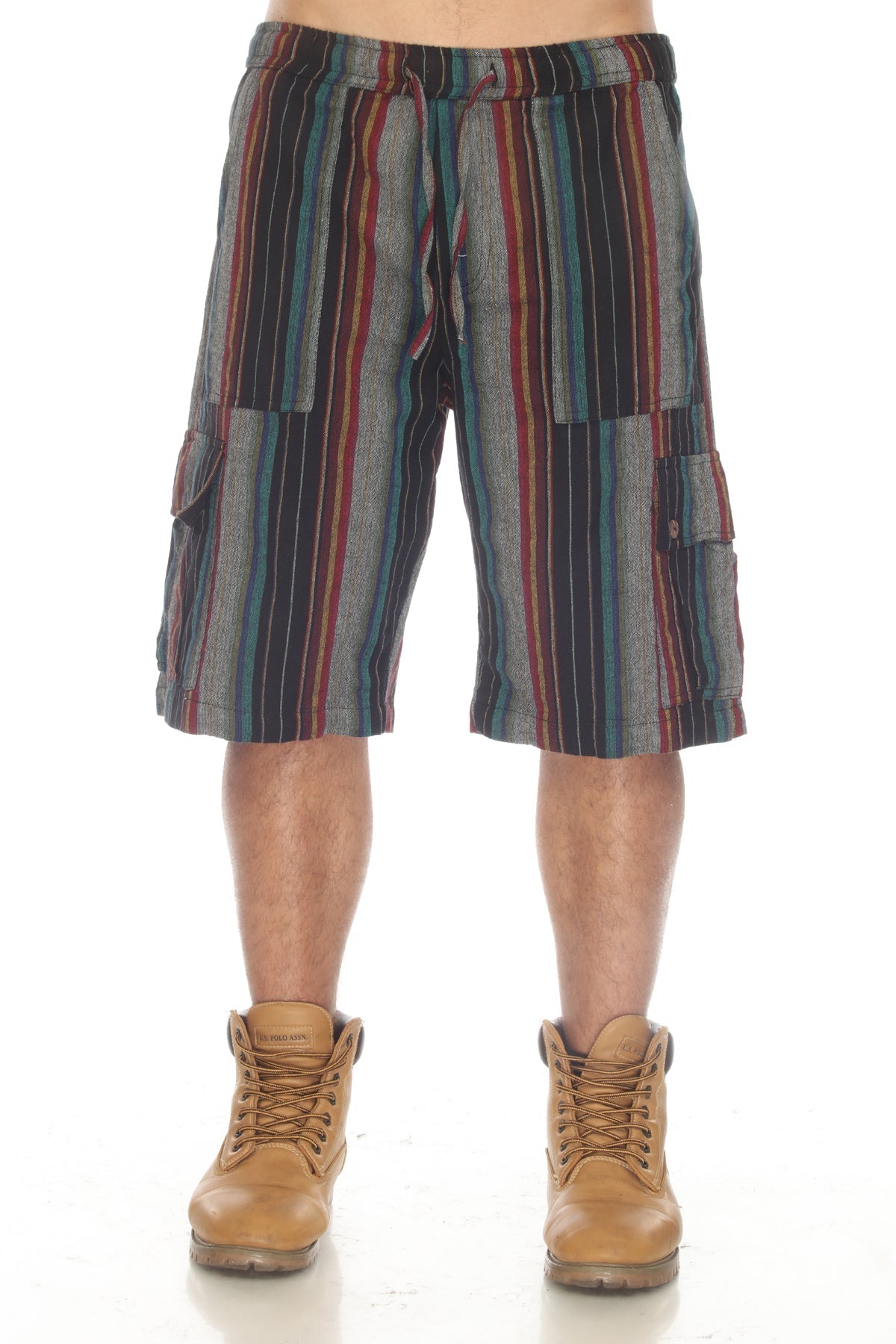 Stripe Cotton Cargo pocket Shorts