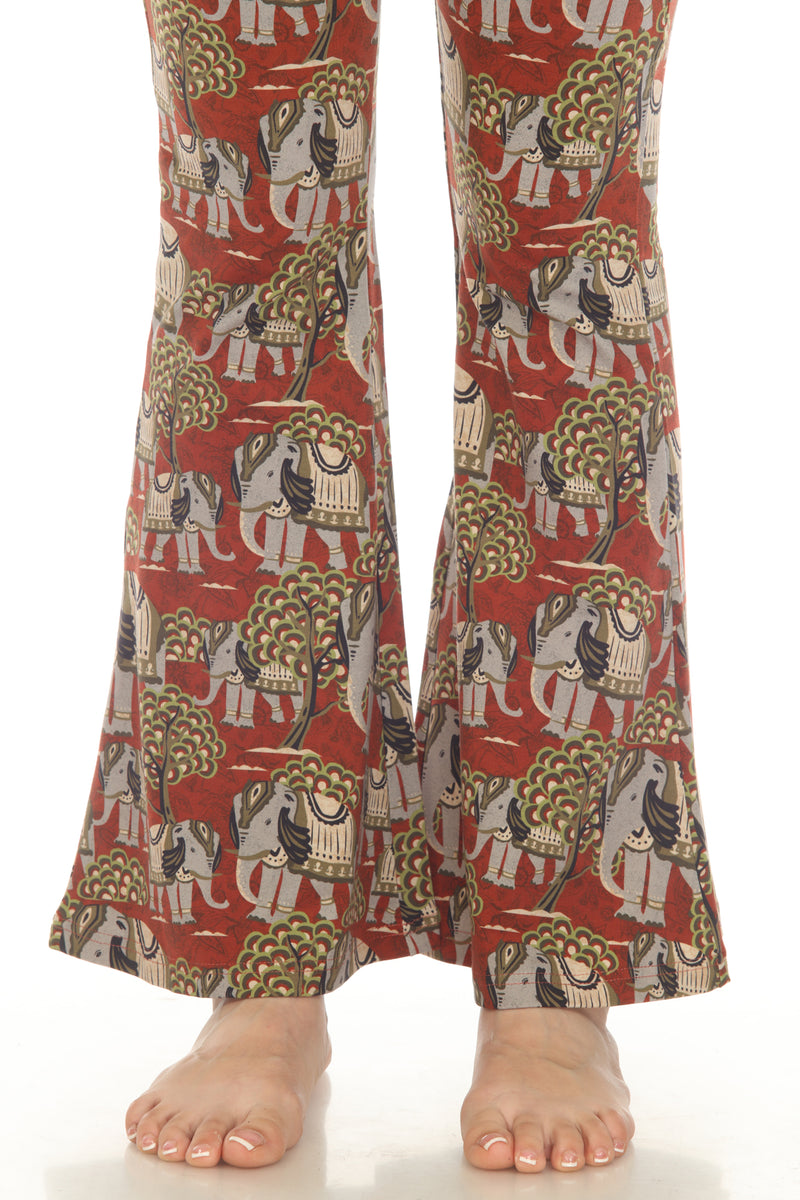 Elephant Print Bellbottom Pants