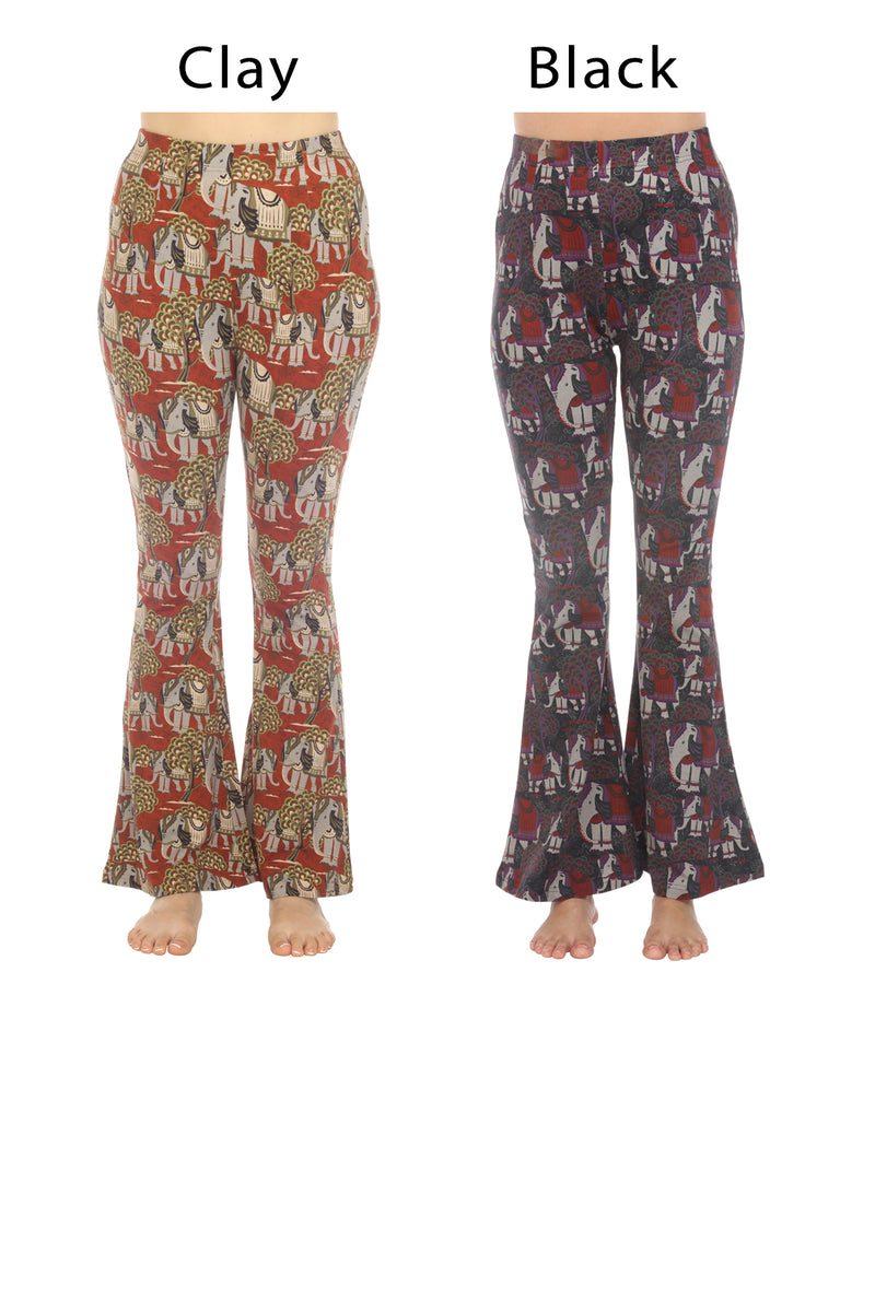 Elephant Print Bellbottom Pants