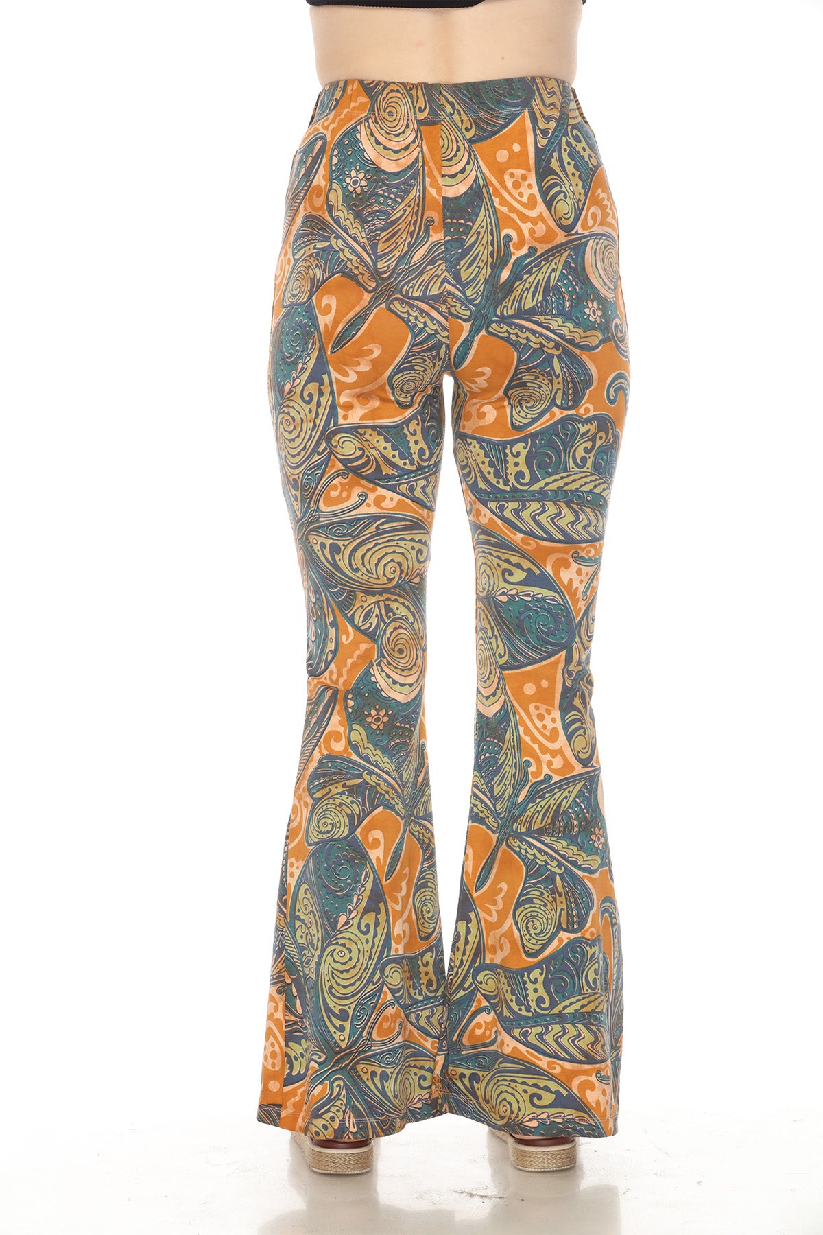 Butterfly Bellbottom Stretch Pants