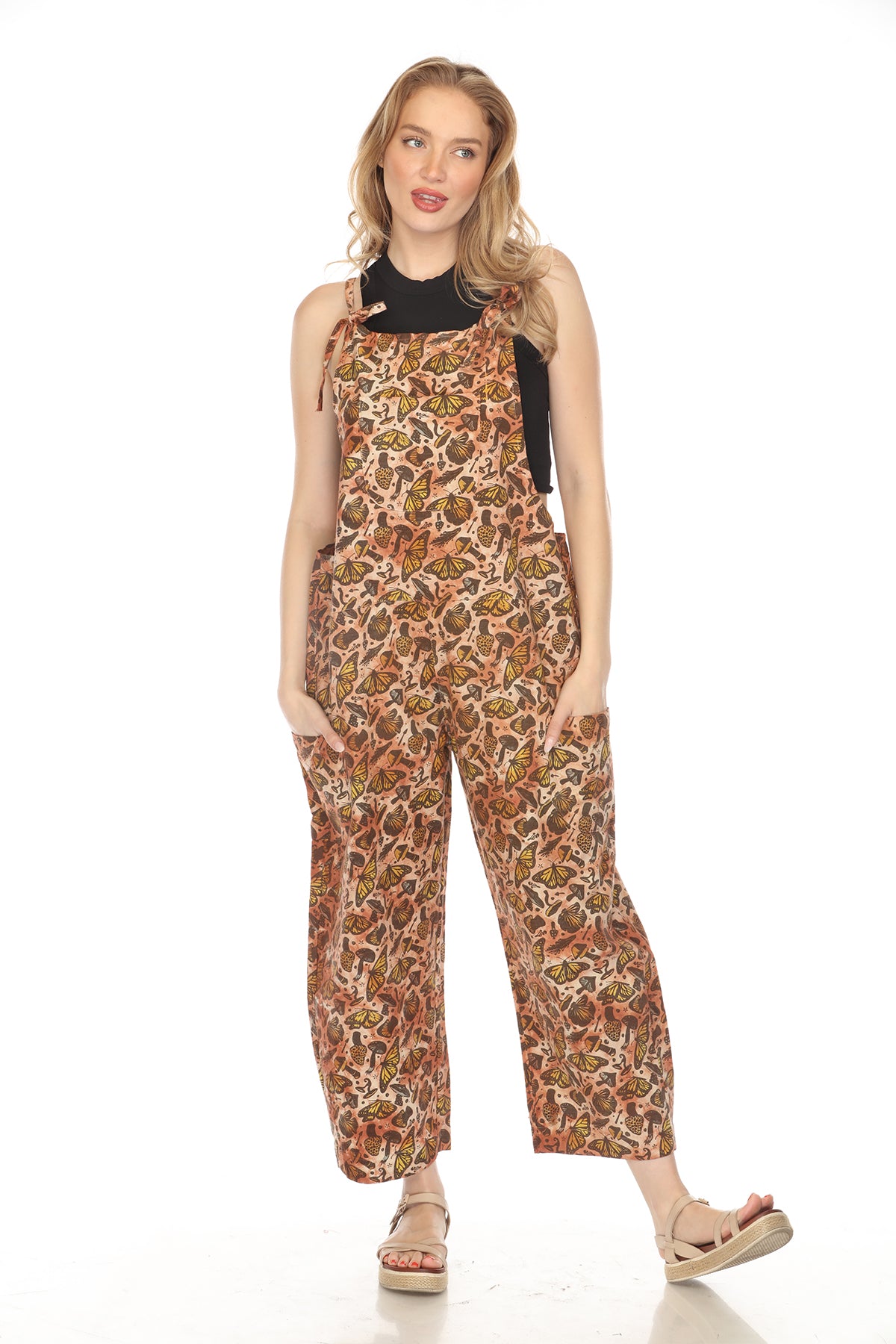 Homespun Butterfly Oversized Overalls