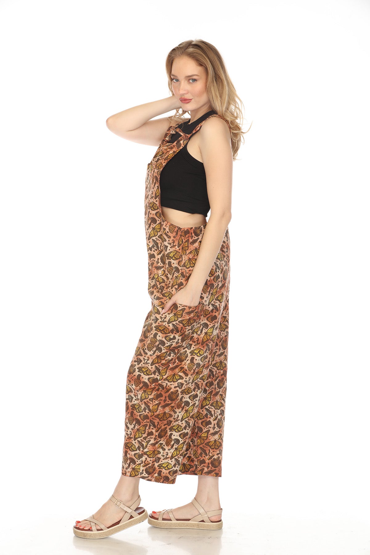 Homespun Butterfly Oversized Overalls