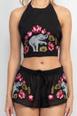 Load image into Gallery viewer, Elephant Embroidery Halter Top