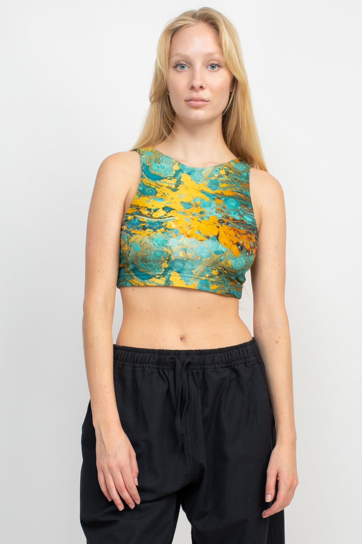 Psychedelic Marble Hi Neck Yoga Top
