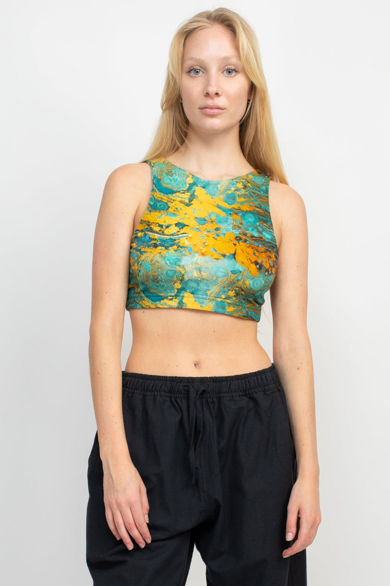 Psychedelic Marble Hi Neck Yoga Top