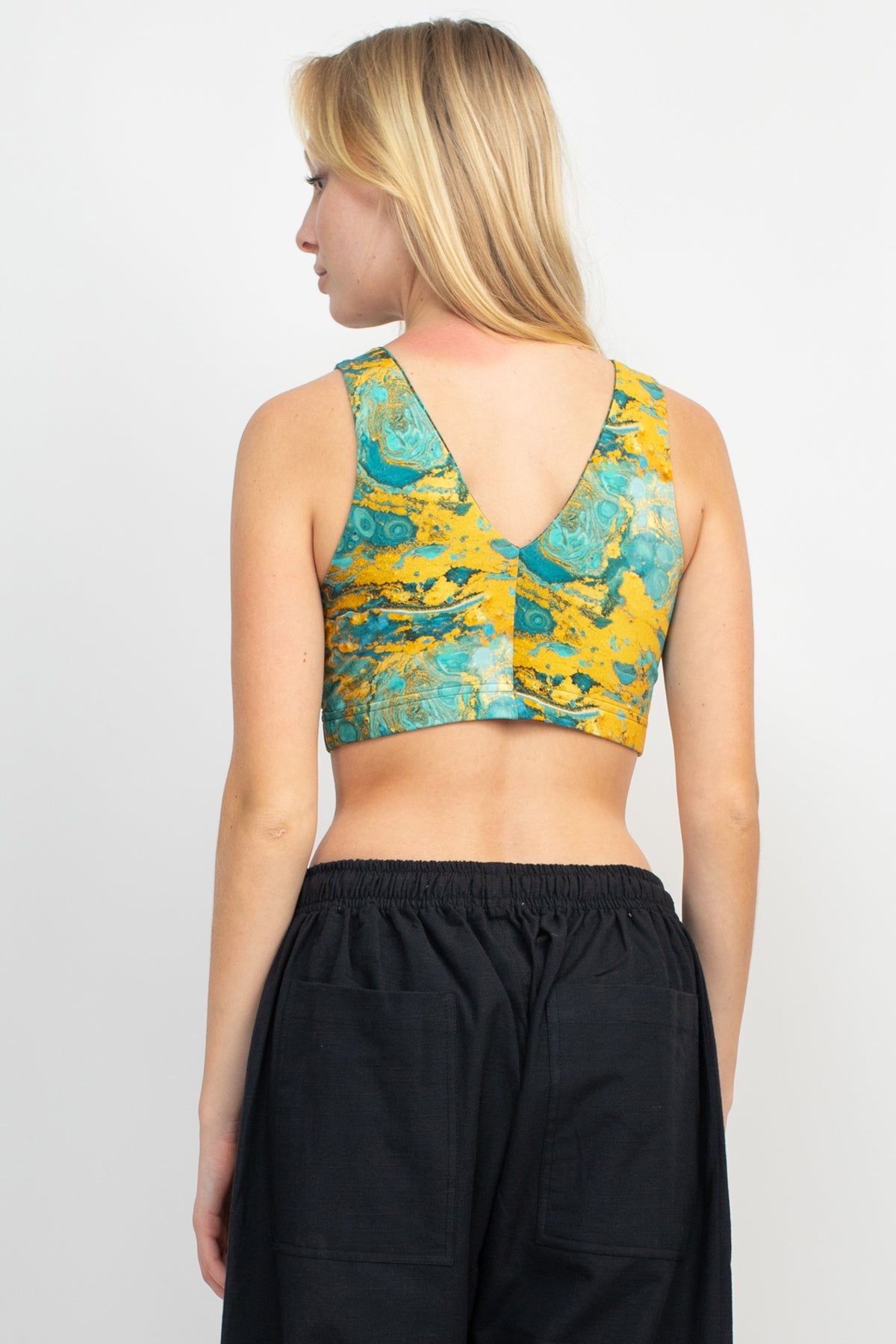 Psychedelic Marble Hi Neck Yoga Top