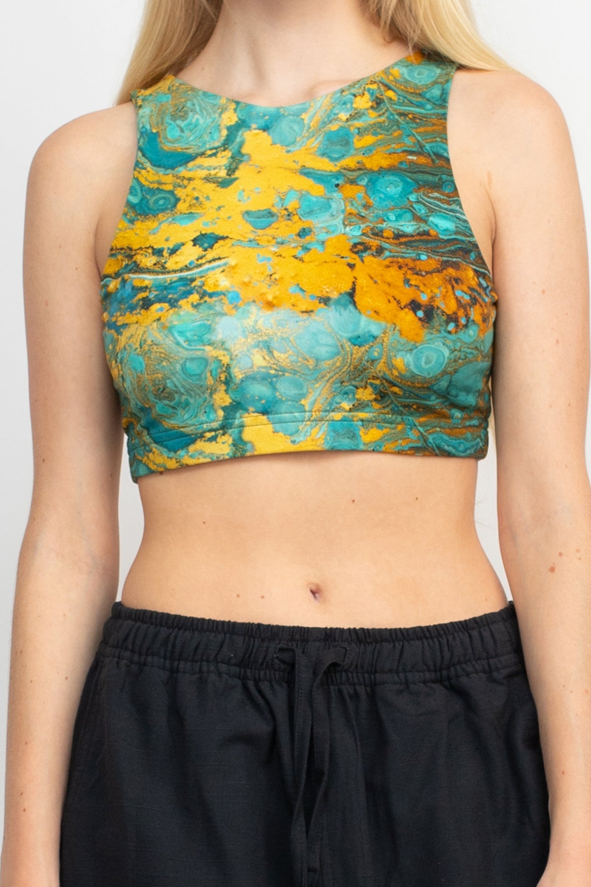 Psychedelic Marble Hi Neck Yoga Top