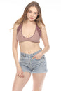 Load image into Gallery viewer, Tow Tone Crochet halter Top