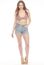 Load image into Gallery viewer, Tow Tone Crochet halter Top
