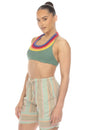 Load image into Gallery viewer, Rainbow Curved Yoke Crochet Top