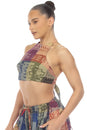 Load image into Gallery viewer, Woven Tribal Patch Print Halter Top
