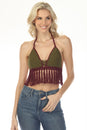 Load image into Gallery viewer, Laced Fringe Crochet Halter Top