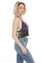 Load image into Gallery viewer, Laced Fringe Crochet Halter Top