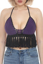 Load image into Gallery viewer, Laced Fringe Crochet Halter Top