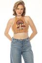 Load image into Gallery viewer, Mushroom Daisy Emb Halter Top