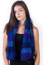 Load image into Gallery viewer, Warm tri stiped infinity scarf with Zipper