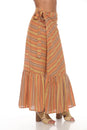 Load image into Gallery viewer, Ruffled Maxi Striped Wrap Skirt