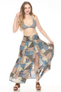 Load image into Gallery viewer, Mushroom Quilt Print Maxi Slit Skirt