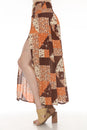Load image into Gallery viewer, Mushroom Quilt Print Maxi Slit Skirt