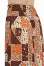 Load image into Gallery viewer, Mushroom Quilt Print Maxi Slit Skirt