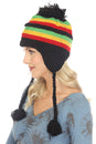 Load image into Gallery viewer, Rasta Stripe Earflap Winter Beanie Hat