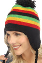Load image into Gallery viewer, Rasta Stripe Earflap Winter Beanie Hat