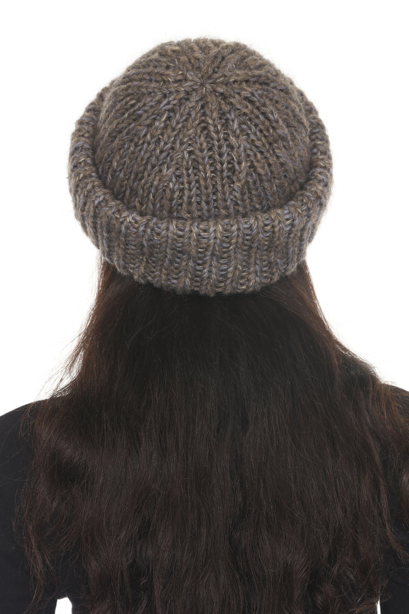 Rolled Faux Mohair Wol-Rib Beannie