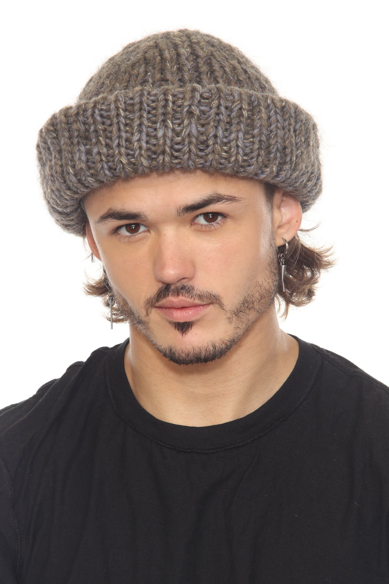 Rolled Faux Mohair Wol-Rib Beannie