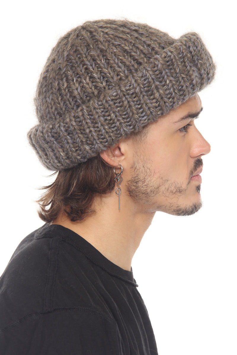Rolled Faux Mohair Wol-Rib Beannie